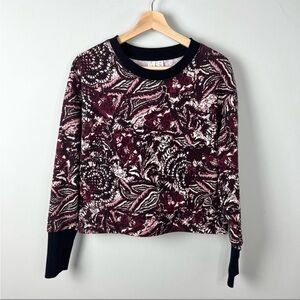 Joie Abstract Floral Crewneck Cropped Sweatshirt Sz S